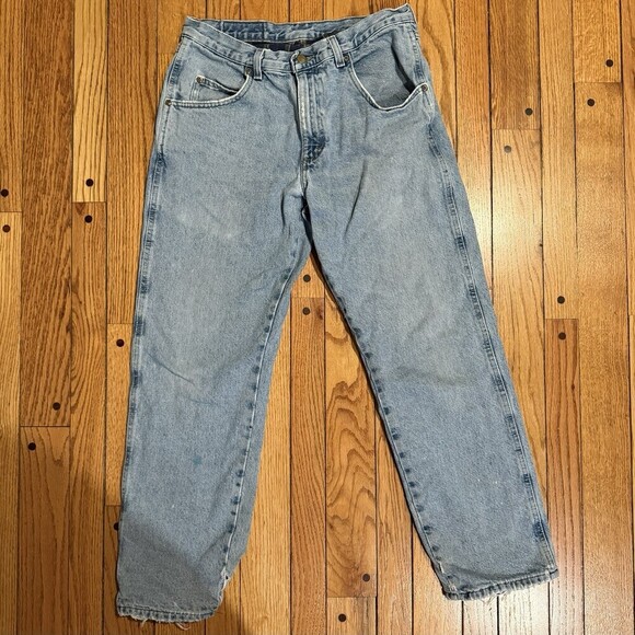 Work Sport Other - Work Sport Flannel Lined Jeans Mens 32x30 Light Wash Workwear Grunge Denim